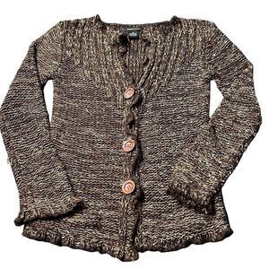 BCBGMaxAzria Women's Brown Marled Button Front Cardigan Sweater Medium